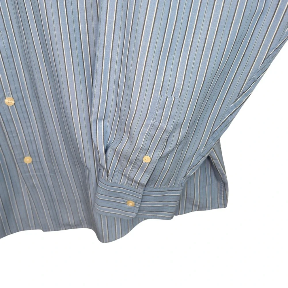 Chaps Shirt Mens XL Blue Striped Button Down‎ Easy Care Cotton Blend Casual